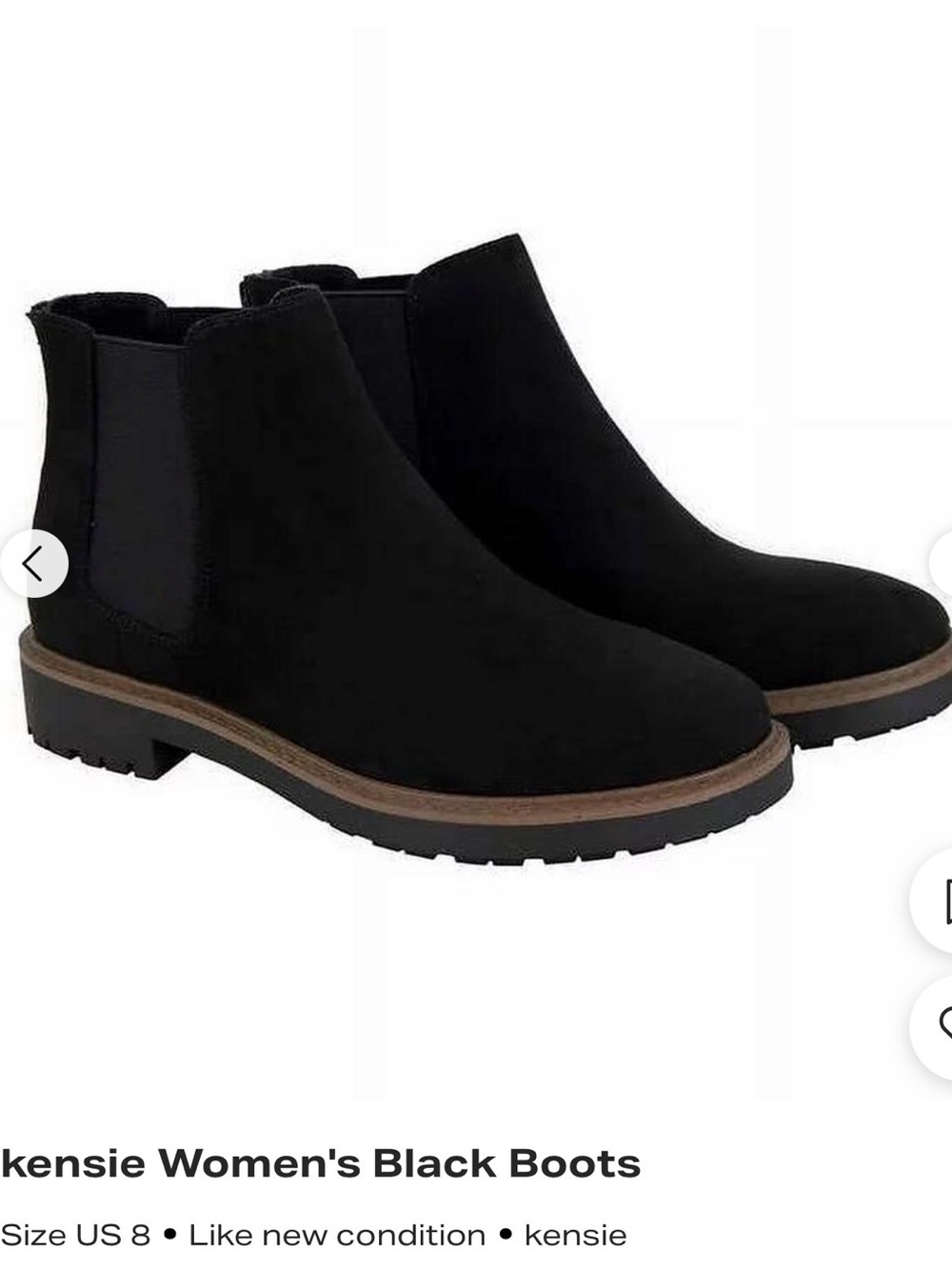Kensie Black Ankle Boots with Tan Trim